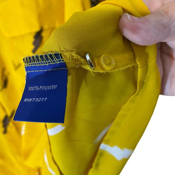 Apt. 9 Yellow Print Button Down Blouse Women’s Plus 3X Long Sleeve - Picture 5 of 6